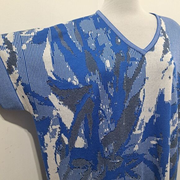 Ming Wang Textured Elegant Chic Knit Abstract Shift Dress XL Blue Multi-Color - Picture 17 of 17